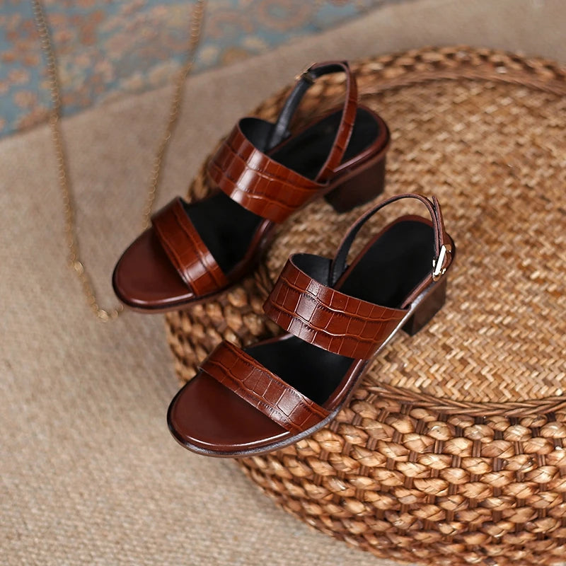 Round-Toe Block Sandal (Sara)