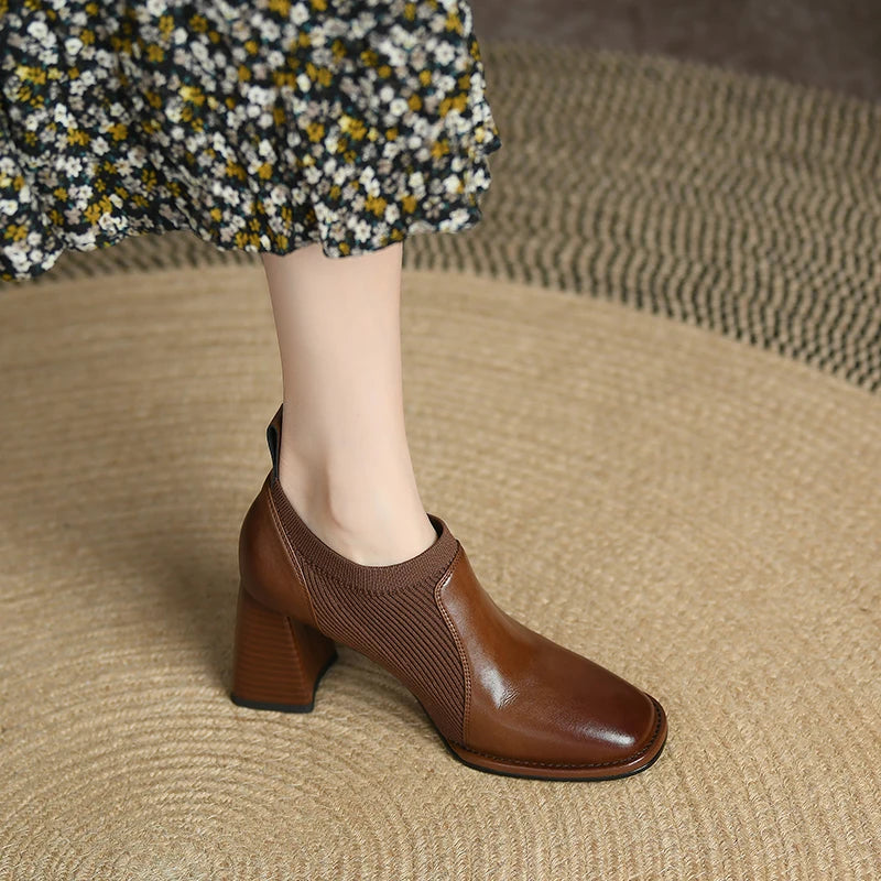 Square-Toe Chunky Heels (Marta)