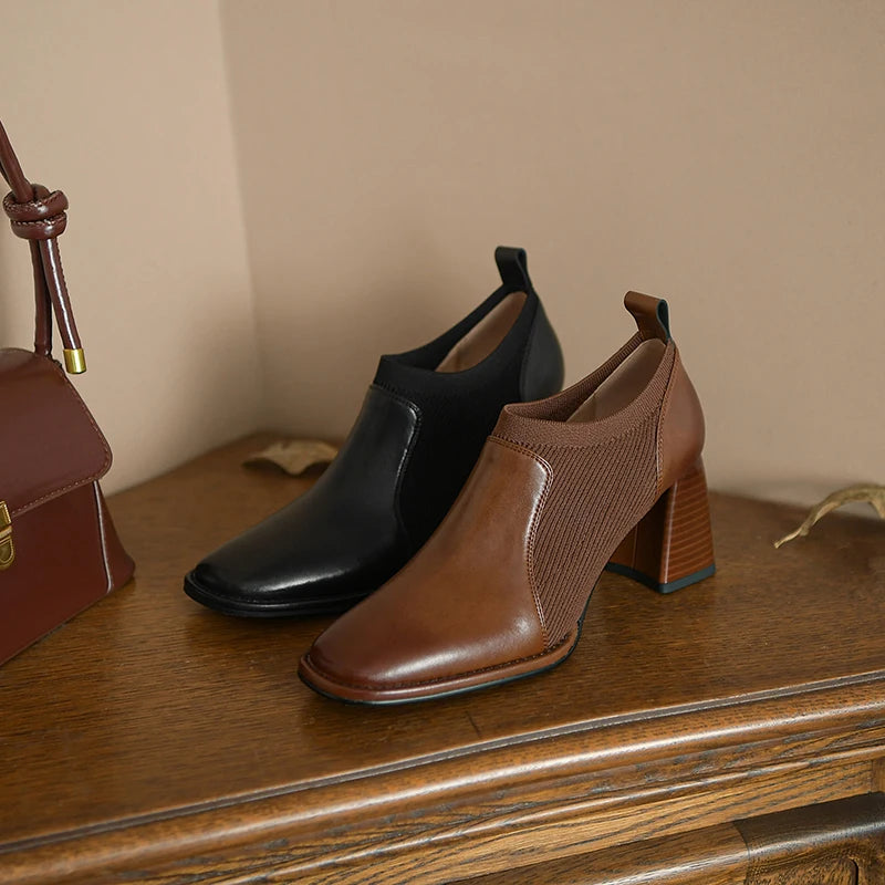 Square-Toe Chunky Heels (Marta)