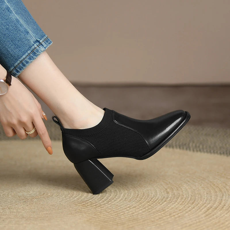 Square-Toe Chunky Heels (Marta)