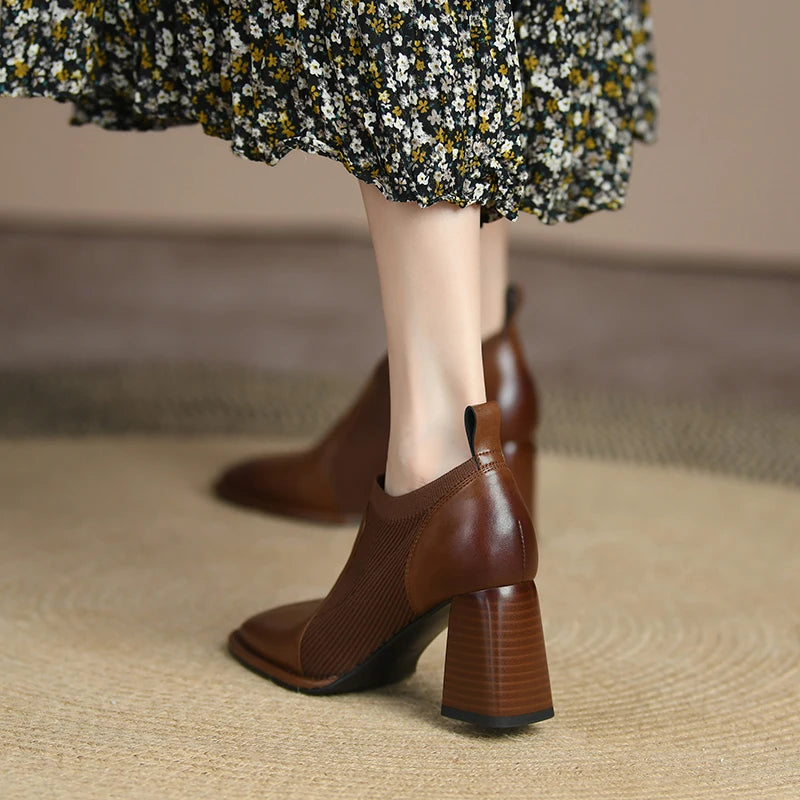 Square-Toe Chunky Heels (Marta)