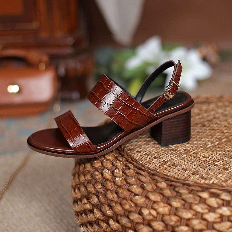 Round-Toe Block Sandal (Sara)