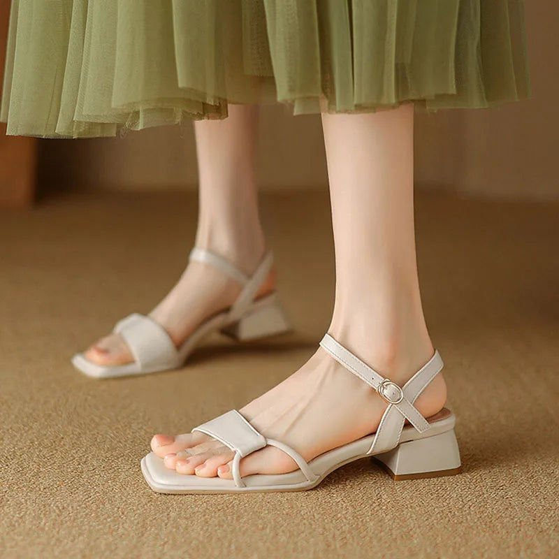 Phoentin 2024 Summer Sandals For Women Concise Designer Shoes Hollow Out Open Toe Slingbacks Low Heeled Silver Beige FT3637