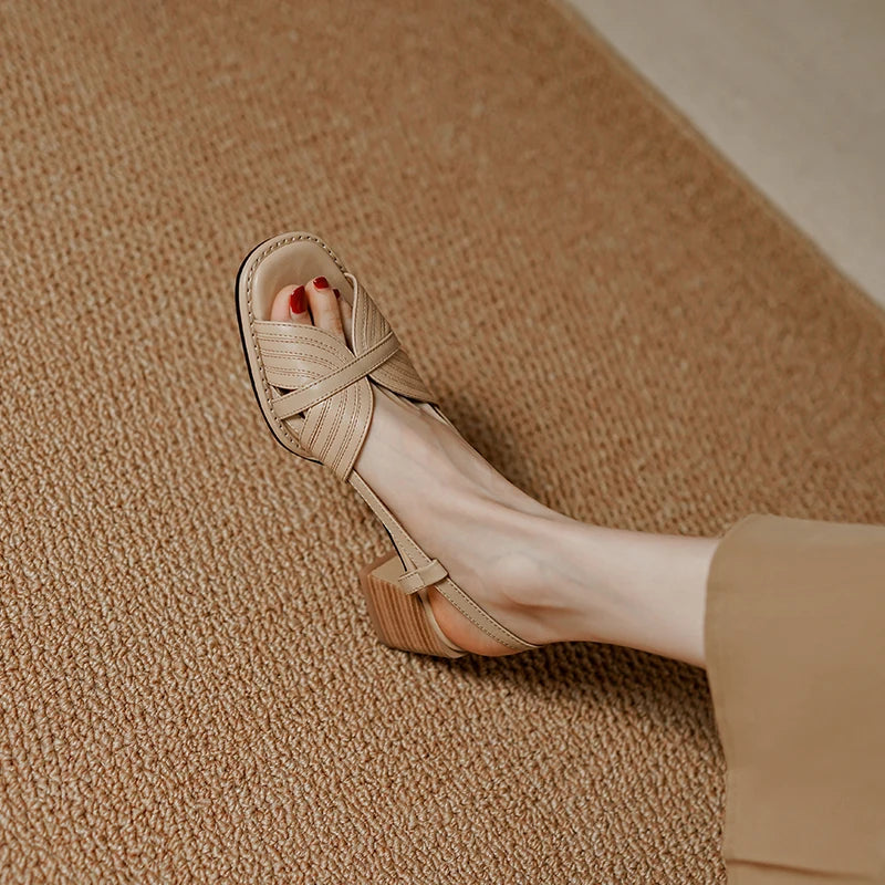 Square-Toe Block Sandal (Pilar)