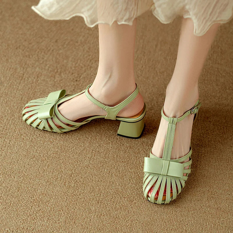 Phoentin elegant desigen Genuine leather open toe sandals 2024 summer woman 5cm mid heels party shoes silver black beige FT3533