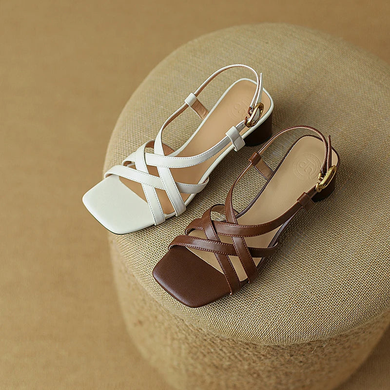 Square-Toe Block Sandals (Raquel)