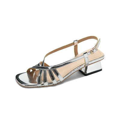 Summer retro chunky Roman shoes women's new French square holloway cross with temperament high heel sandals C1067